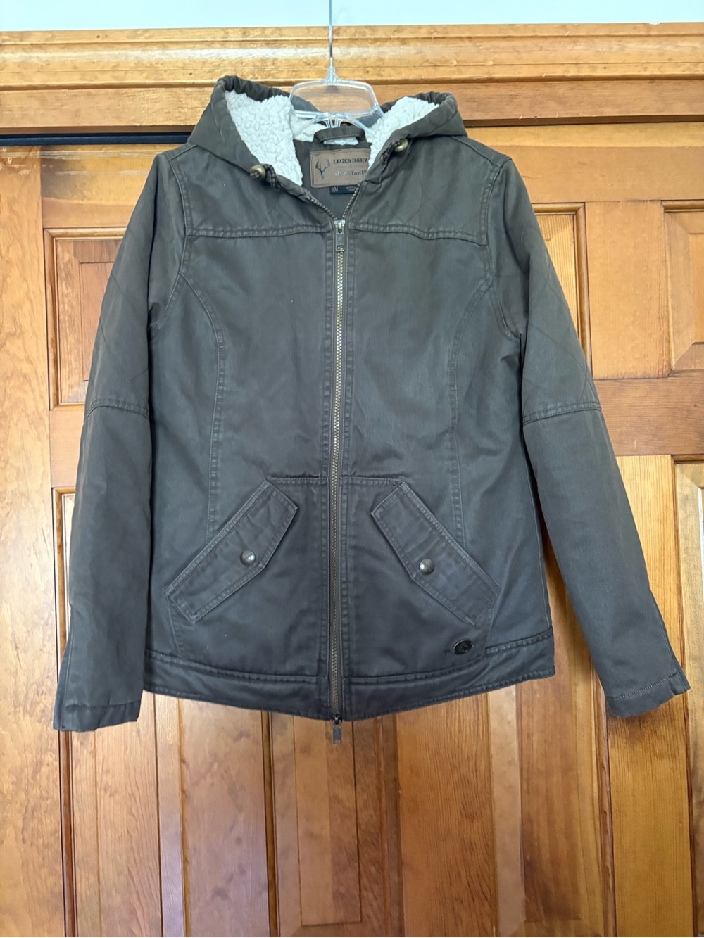 Legendary x Stockyards Collaboration Brown Hooded Sherpa-Lined Field Jacket S